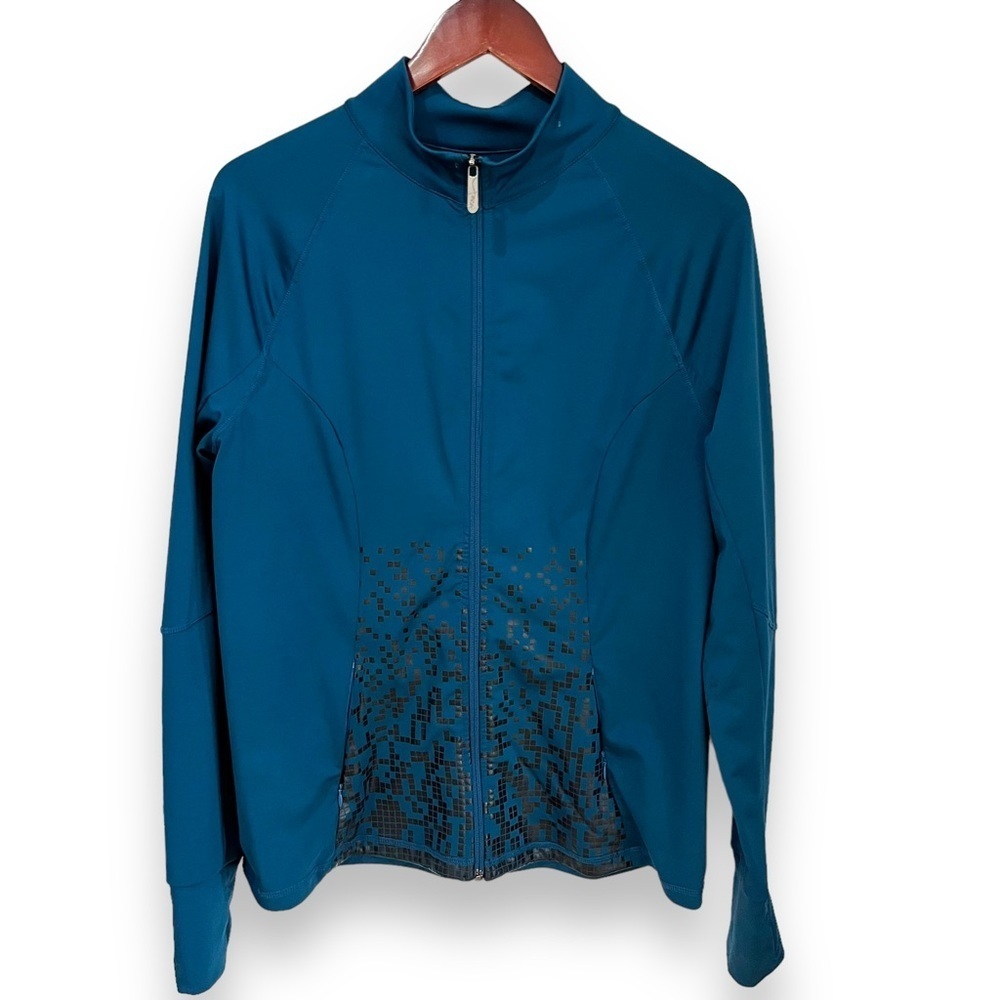 Nova blue long sleeve zip up stretchy jacket size XL